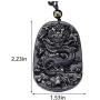 Mson Obsidian Pendant Necklace Obsidian Crystal Pendant Necklace Pattern with Extend Bead Chain for Men or Women