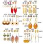 MTSCE 24-36 Pc Fashion Earrings Sets, Bohemian Hoop Earrings Set Tassel Acrylic Drop Dangle Earring for Women Girls