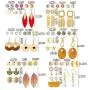 MTSCE 24-36 Pc Fashion Earrings Sets, Bohemian Hoop Earrings Set Tassel Acrylic Drop Dangle Earring for Women Girls