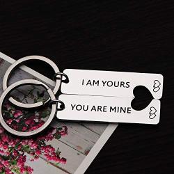 Ikunne Couple Keychain Gifts for Girlfriend Boyfriend I am Yours You are Mine/She& He Swiped Right Keychian Sets Couples Jewelry Gift for Valentines Day Anniversary