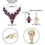 EVER FAITH Womens Crystal Gorgeous Bridal Banquet Teardrop Blooming Flower Leaf Necklace Earrings Set EVER FAITH Womens Crystal Gorgeous Bridal Banquet Teardrop Blooming Flower Leaf Necklace Earrings Set