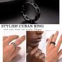 PROSTEEL 316L Stainless Steel Ring, Black/18K Real Gold Plated, 6.4mm Cuban Link Design Band Ring for Men/Women(with Gift Box)