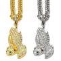 TIDOO Jewelry Mens Hip Hop Prayer Pendant Necklace Chain 18k Real Gold/Silver Plated -Unique Valentines Day Birthday Present Ideas for Men&Boy