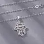 EUDORA Sterling Silver Hamsa Hand of Fatima with Evil Eye Amulet Good Lucky Necklace, Gift for Women, 18'' EUDORA Sterling Silver Hamsa Hand of Fatima with Evil Eye Amulet Good Lucky Necklace, Gift for Women, 18''