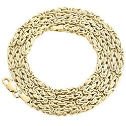 Mens Real 10K Yellow Gold Box Byzantine Link Chain 3.10mm Necklace 22-30 Inches