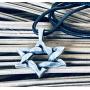 Trilogy Jewelry Pewter Star of David Woven Pendant on Leather Necklace
