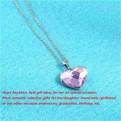 Women Heart Necklace, Double Sided Heart Pendant Necklaces for Girls Swarovski Crystal Necklace Gifts for Her Birthday Valentine Day Fashion Jewelry for Mom Daughter Teen Girls Girlfriend, White Gold