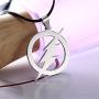 Stainless Steel Superhero Lightning Round Flash Pendant Necklace Leather Chain