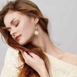 PLTGOOD Fashion Small Hoop Huggie Earrings for Women Girls - 18K Gold Plated Sparkling CZ Lightning/Shell/Heart Dangle Drop Earrings