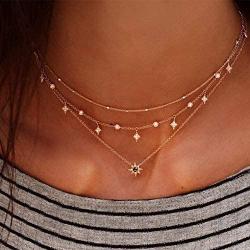 BERYUAN Gold Sun star Necklace For Woman Teens Trendy Necklaces Pendants Charms