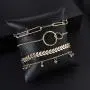 SOFTONES Boho Plated Gold Layered Bracelets for Women Girls Open Cuff Chain Bracelets Sets Jewelry,Adjustable Size