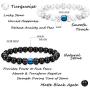 LOYALLOOK 4Pcs Couples Distance Necklace Bracelets Set for Women Men Heart Matching Rings Pendant 8mm Mood Beads Braclact for Lovers Valentine Gifts