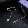 925 Sterling Silver Simple Cross Religious Style Earrings