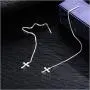 925 Sterling Silver Simple Cross Religious Style Earrings