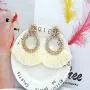 Krun Beaded Tassel Earrings for Women - Bohemian Statement Handmade Hoop Fringe Dangle Earrings, Idea Gift for Mom, Sister and Friend
