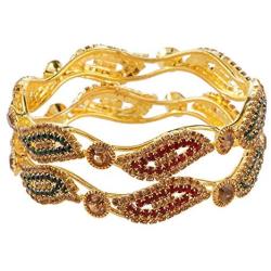 Efulgenz Indian Style Bollywood Gold Plated Rhinestone Crystal Bridal Wedding Bracelet Bangle Set Jewelry