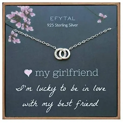 EFYTAL Girlfriend Gifts, Girlfriend Birthday Gift Ideas For Her, Romantic Sterling Silver 925 Small CZ Interlocking Circles Necklace Jewelry for Women, Cute Anniversary / Valentines Day Present EFYTAL Girlfriend Gifts, Girlfriend Birthday Gift Ideas For Her, Romantic Sterling Silver 925 Small CZ Interlocking Circles Necklace Jewelry for Women, Cute Anniversary / Valentines Day Present