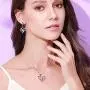 VAN RORSI&MO Jewelry Set - 14k White Gold Plated Heart Necklace and Earring Sets for Women 5A Cubic Zirconia Jewelry Sets for Women
