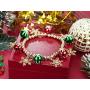 OFGOT7 Bling Christmas White Snowflake Charm Beaded Bracelet Stretch Strand Elastic Glass Dangle Beads Bell Rings for Women Girls