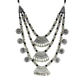 Crunchy Fashion Bollywood Traditional Indian/Bohemian Style Afgani Oxidized Silver Boho Gypsy Tribal Handmade Jewelry Necklace for Women/Girls