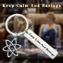 FAADBUK Funny Big Bang Theory Keychain Funny Big Bang Theory Fans Gift Keep Calm and Bazinga Jewelry Gift for Scientist Theoretical Physicist