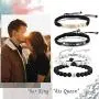 Cupimatch 2 Pairs Couple Matching Matte Agate White Howlite Beads Distance Bracelets Set, Stainless Steel Adjustable His and Her Bracelets Her King His Queen CZ Relationship Bangle Jewelry Cupimatch 2 Pairs Couple Matching Matte Agate White Howlite Beads Distance Bracelets Set, Stainless Steel Adjustable His and Her Bracelets Her King His Queen CZ Relationship Bangle Jewelry