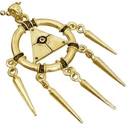 Anime Manga Gaming Jewelry Yugioh Yu-Gi-Oh! Millenium Ring illuminati Evil Eye Pewter Pendant Pewter Gold plated Boys Mens Pendant Necklace Charm Amulet Medallion for boys men w Brass ball chain