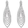 CHRAN Silver Plated Crystal Rhinestone Wedding Long Chandelier Dangle Earrings for Women