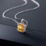 Gem Stone King 925 Sterling Silver Yellow Citrine Pendant Necklace 3.17 Cttw Cushion Cut Gemstone Birthstone with 18 Inch Silver Chain
