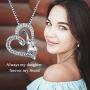 AOBOCO 925 Sterling Silver Elephant Mother Daughter Love Heart Pendant Necklace with Austrian Crystal