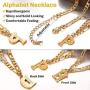 ChainsHouse Initial Letter Pendant Necklace Mens Womens Capital Letter Yellow Gold Plated A-Z 26 Alphabet Name Jewelry 16''+2'' Adjustable Stainless Steel Figaro Chain Personaziled