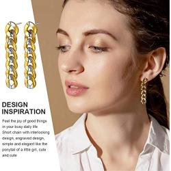 ChainsHouse Fun Chain Earrings for Women Girls Personalized Stainless Steel/18K Gold Plated Cuban/Bean/3 Layered/Two Tone/Hoop Chain Dangle Drop Earring (S925 Silver Needle Hypoallergenic)