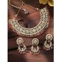 Aheli Faux Kundan Beads Strand Necklace Earrings Maang Tikka Bollywood Traditional Fashion Statement Jewelry Set for Women