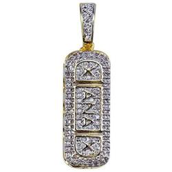 TOPGRILLZ 14K Gold Plated Iced Out CZ Hollow Xanax Pill Bar Pendant Necklace with 24” Rope Chain