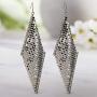 Steve Madden Black Toned Mesh Chain Disco Dangle Earrings for Women