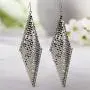 Steve Madden Black Toned Mesh Chain Disco Dangle Earrings for Women Steve Madden Black Toned Mesh Chain Disco Dangle Earrings for Women