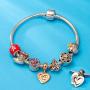 Sterling Silver Family Charm House Charm Heart Shape Love Charm Family Hand Charm for Bracelets