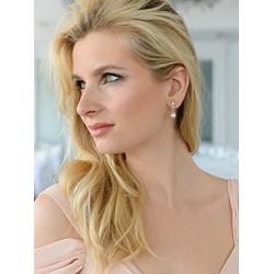 Mariell Rose Gold Wedding Earrings with Pearl Drops and Marquis CZ