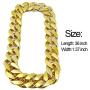 PinCute Big Chunky Hip Hop Turnover Chain, Face Gold Chain Costume, Plastic Gold Chain Necklace, 90s Punk Style Necklace for Rapper Costume, 36 inches Long