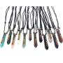 Mia Jewel Shop Rainbow Chakra Beaded Hexagonal Healing Gemstone Crystal Point Pendant Adjustable Necklace