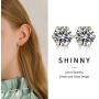 UHIBROS Stainless Steel Stud Earrings Set Hypoallergenic Cubic Zirconia 18K White Gold 316L CZ Earring 6 Pairs 3-8mm