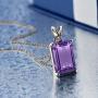 Gem Stone King Purple Amethyst 925 Sterling Silver Pendant Necklace 7.12 Ct Emerald Cut Gemstone Birthstone with 18 Inch Silver Chain