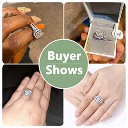 Newshe Wedding Rings for Women Engagement Ring Set Sterling Silver Princess 2.1Ct Cz Blue Size 5-10