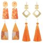 Tassel Earrings - Colorful Layered Tassel Earrings Bohemian Dangle Drop Earrings Shaded Earrings Metal Resin Beaded Earrings Women Girls Tiered Tassel Druzy Stud Earrings Women Gifts （4 Pairs)
