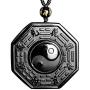Natural Energy Stone Obsidian Crystal Necklace Yingyang Amulet Pendant Jewelry With Long Adjustable Bead Chain For Men Women