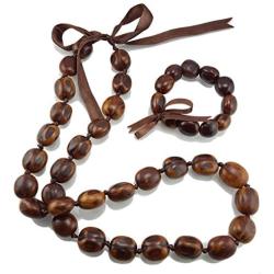 BlueRica Kukui Nut Lei Necklace/Bracelet Set