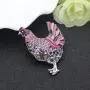 DUOWEI Cute Rhinestone Hen Chicken Brooch Enamel Crystal Pin for Women Teens Girls Kids Clothes Suit Decoration Gifts