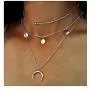 Wowanoo Layered Chain Choker Necklace Moon Rhinestone Pendant Chain Jewelry for Girls Women Wowanoo Layered Chain Choker Necklace Moon Rhinestone Pendant Chain Jewelry for Girls Women
