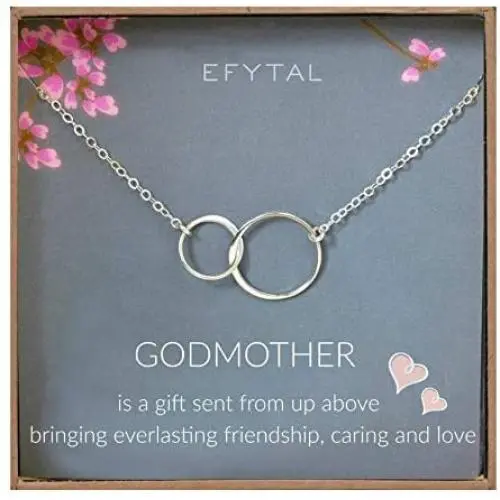 EFYTAL Godmother Gifts From Godchild Sterling Silver Interlocking Circle Necklace Proposal Gift For Girl Baptism EFYTAL Godmother Gifts From Godchild Sterling Silver Interlocking Circle Necklace Proposal Gift For Girl Baptism