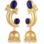 Efulgenz Indian Bollywood 14K Gold Plated Crystal Kundan Pearl Leaf Style Jhumka Jhumki Earrings Jewelry Set